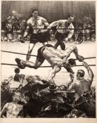 A rare Joseph Golinkin lithograph of the Max Baer v Primo Carnera World Heavyweight Championship of