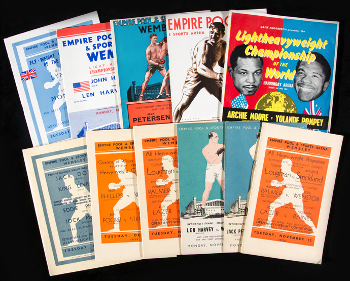11 boxing programmes, Harvey v Neusel 26.11.34, Petersen v Neusel 4.2.