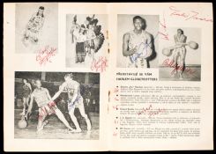 Signed Harlem Globetrotters v Cherokee Indians programme for matches in Prague 11-13 June 1963,