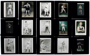 A collection of 15 lantern slides of boxing champions, from the bare knuckle and early gloved eras,