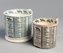Two pottery tankards commemorating the winners of the Derby between 1780 and 1876, by Lloyd & Co.