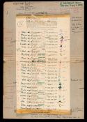 Peter O'Sullevan BBC broadcasting commentary card for Charlottown's Derby in 1966,