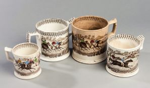 A group of four Victorian gradated Staffordshire pottery 