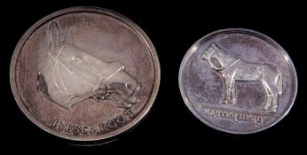 Rare hallmarked silver medallion struck with portraits of Easter Hero and jockey Fred Rees,