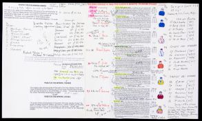 Peter O'Sullevan BBC broadcasting commentary card for Pentire's King George VI and Queen Elizabeth