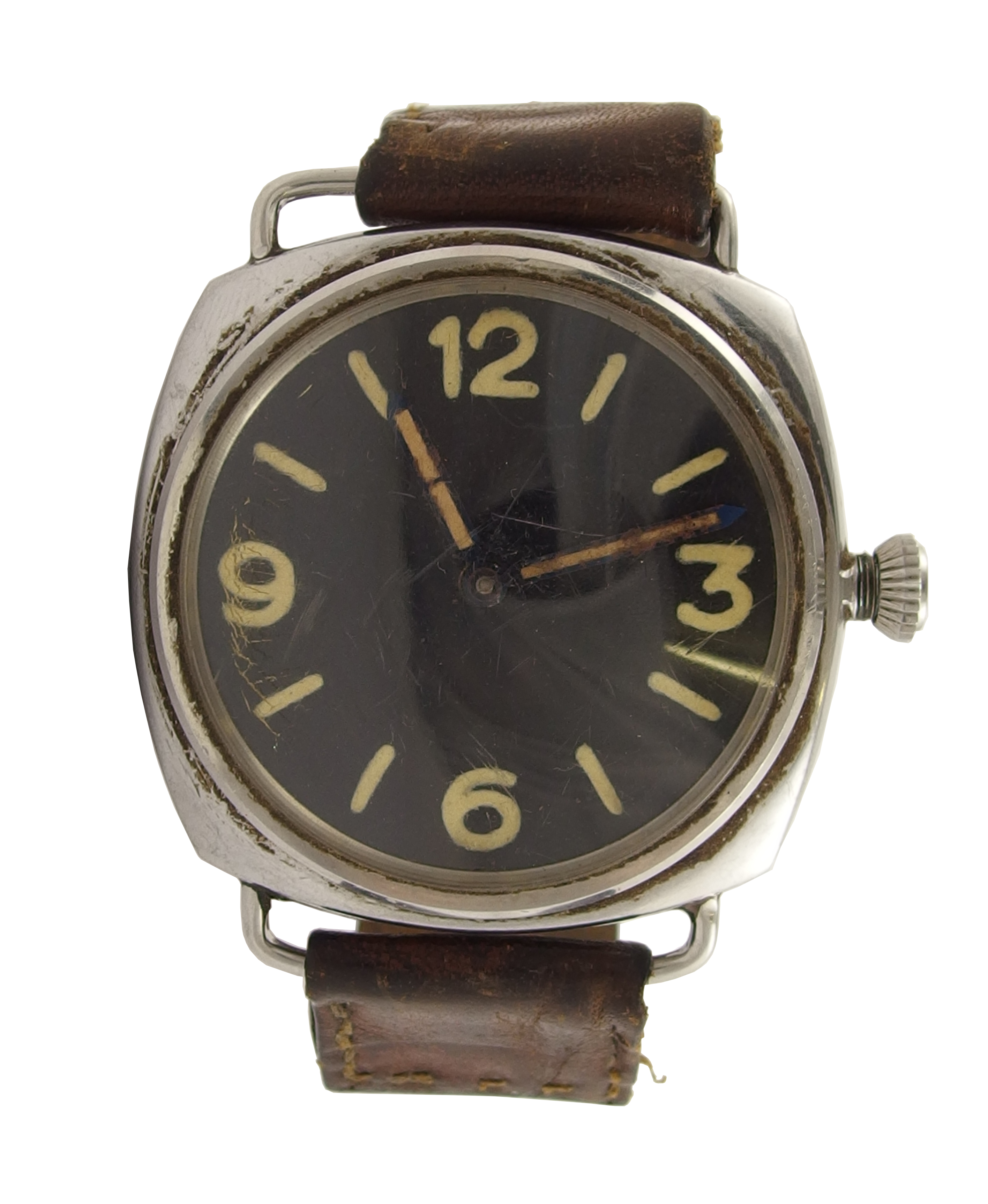 A Panerai Type D Model 3646 Military Wristwatch with Rolex 17 Rubis movement with domed perspex