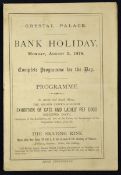 Crystal Palace Bank Holiday Programme dated 1878 Monday August 5th an unusual Historic 16 page