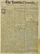 The London Chronicle Newspaper 1766 dated 17 Jun - 19 Jun contents include Commodore Byron directs