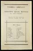 WWII Guernsey Funeral Ceremony of Nineteen Naval Ratings from 'HMS Charybdis' a very scarce 4 page