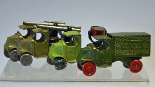 Tootsie Toy Selection of Vehicles c1920 on Mack truck Chassis, to include Mail Van with metal