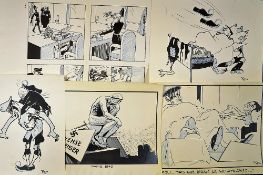 WWII Cartoons consisting of a series of approx. 48 proofs of original WWII cartoons by the