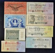 Selection of German Bank Notes 'Reichsbanknotes' all dated 1920s including 20 and 50 Million mark