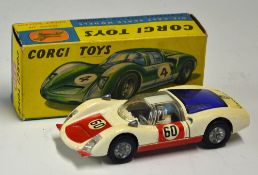 Corgi Toys Porsche Carrera 6 No. 330 white and red with original box, number 60 decals (minor wear),