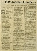The London Chronicle Newspaper 1766 dated 12 Jun - 24 Jun information relating to Commodore Byron,