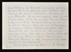 Hand Written Letter Erich Priebke 1913-2013 dated Rome 1998 while under house arrest, he was