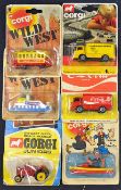 6x Carded Corgi Models to consist of No.67 Popeye's Boat, No.111 Wild West Carriage, No. 95 Coca