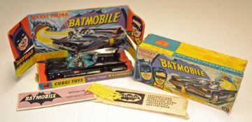 Corgi BATMOBILE Rocket Firing No. 267 black with Robin (both figures), in original box, red hub