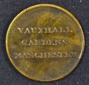 Manchester Vauxhall Gardens Copper Ticket c1840s a scarce copper bronze admission ticket to the