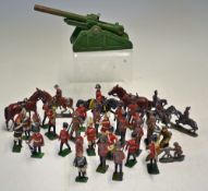 Small Quantity of Lead Soldiers featuring guardsman, t/w metal cast bullock gun in a metal case