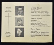 WWII German Deathcard an interesting Deathcard for three brothers, Georg, Anton and Zeno Bauer,