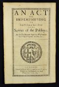 Oliver Cromwell An Act for Indempnifying of Such Persons as have acted for the Service of the Public
