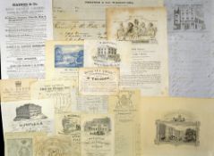 Assorted Selection of Stage Coach & Coach Inn Bills & Trade Labels c1780s - 1850s Mostly 1810 to