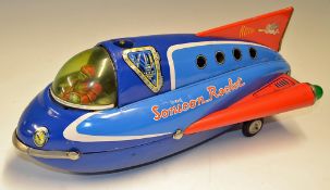 Large Tin Plate Battery Operated Sonicon having vibrant illustrated design, working order, clean