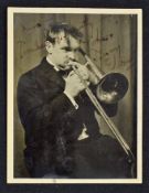 Autograph James Keith O'Neill 'Jimmy' Edwards 1920-1988 sat with a Trombone signed to the front in