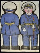WWI Children's Rag Doll Cloth Contemporary theme a 'Royal Navy Captain' c1916 multi-coloured printed