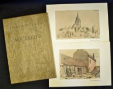 Adolf Hitler Aquarelle a set of 7 facsimile water colour paintings of within a folder, complete in a