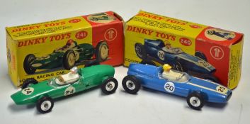 2x Dinky Racing Cars to include No.240 Cooper Racing Car and No.241 Lotus Racing Car, in original