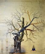 Genealogy Gosset Family Tree hand drawn and painted in colour on paper and canvas, wonderfully