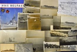 WWII Original Photographs Naval related taken from HMS Bellona and of HMS Belfast, depicting