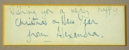 Royalty HRH Princess Alexandra signed Christmas message and print display The Honourably Lady