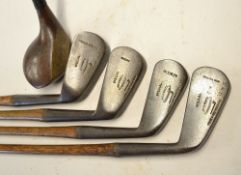 Fine half set of 4x Jack White Sunningdale clubs to incl a dark stained driver and 3x Tom Stewart