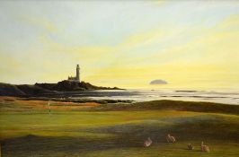 Dobbs, A.G (modern) - Turnberry Golf Course 10th Hole Dinna Fouter evening setting with Aislsa Craig