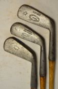 3x smooth faced cleeks including a Nicoll Leven stamped Leith to the blade, a Davidson Musselburgh