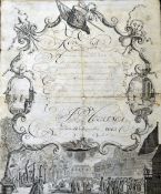 Rare and early 1802 Dutch battledore engraving - interesting hand written scroll with various