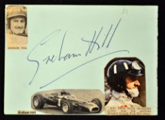 Graham Hill Formula One World Champion autograph - album page with a large signature signed in ink -