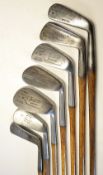 Set of 7x various Jack White Sunningdale irons and putter to include 3x matching irons 2 mashie,
