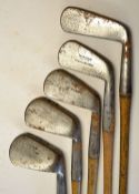 4x W Park Maker Musselburgh irons by including a deep faced driving iron, a mashie, a lofting iron