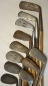 10x assorted irons to incl J & A Simpson niblick, 2x other niblicks incl large head Anderson, R