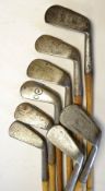 8x Assorted smooth faced mashies by makers including Tom Stewart, AH Scott, James Watt showing the