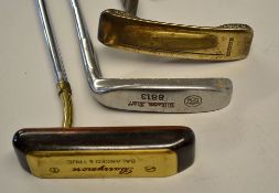 3x Interesting putters to include Ping Anser Slazenger bronze putter c/w Slazenger Ping label to the