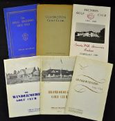 6x North West golf club handbooks from 1938 onwards by Robert HK Browning, Tom Scott, Guy B Farrar