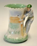 Modern Burleighware cricketers water jug - the handle modelled in the form of a cricket batsman,