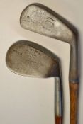 Tom Stewart smf mashie with the Stewart inspection dot to the toe and Cunningham Tours GC niblick
