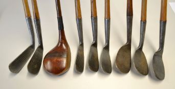 Set of 9x various George Carlin Radcliffe on Trent G.C clubs to incl a large socket head driver, mid