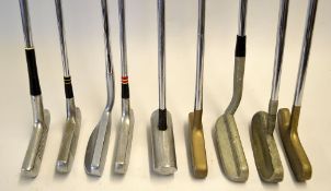 9x various putters to include Ben Sayers Roll-In cylindrical putter with square cork grip, The