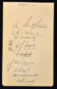 1927 Surrey County Cricket Club signed autograph album page - neatly signed in ink by 11 players